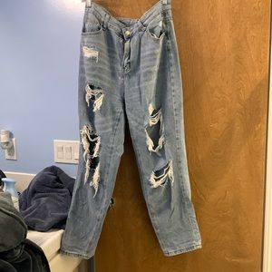 denim mid waist boyfriend jeans
